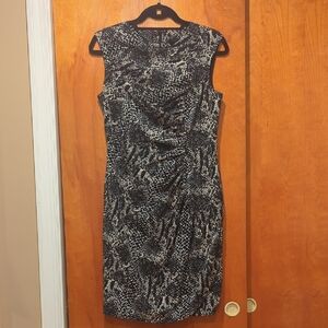 Ann Taylor Black and White Textured Midi Dress